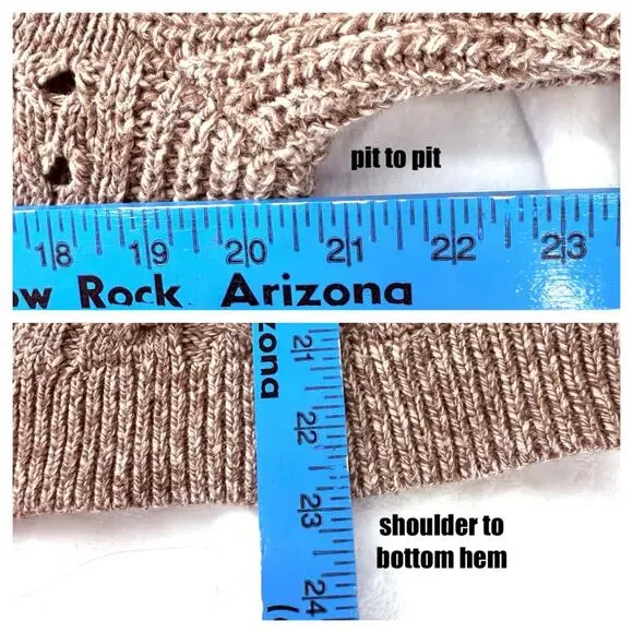 Lucky Brand Womens Sweater L Chocolate Brown Open Cable Knit‎ Cozy Fall Winter - Picture 7 of 7